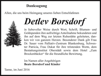 Traueranzeige von Detlev Borsdorf  von Magdeburger Volksstimme