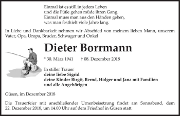 Traueranzeige von Dieter Borrmann  von Magdeburger Volksstimme