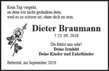 Traueranzeige von Dieter Braumann  von Magdeburger Volksstimme