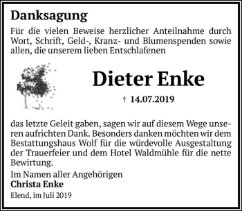 Traueranzeige von Dieter Enke  von Magdeburger Volksstimme