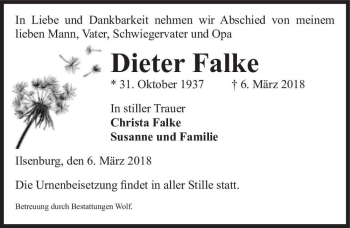 Traueranzeige von Dieter Falke  von Magdeburger Volksstimme
