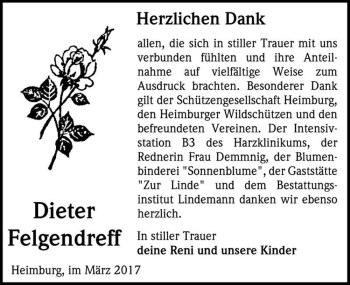 Traueranzeige von Dieter Felgendreff  von Magdeburger Volksstimme
