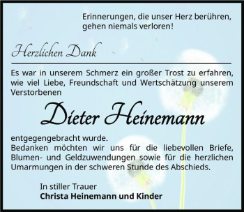 Traueranzeige von Dieter Heinemann  von Magdeburger Volksstimme