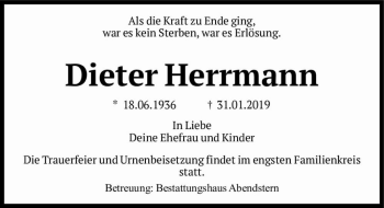 Traueranzeige von Dieter Herrmann  von Magdeburger Volksstimme