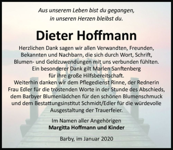 Traueranzeige von Dieter Hoffmann  von Magdeburger Volksstimme