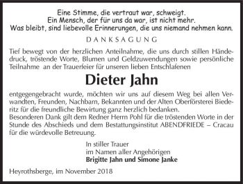 Traueranzeige von Dieter Jahn  von Magdeburger Volksstimme