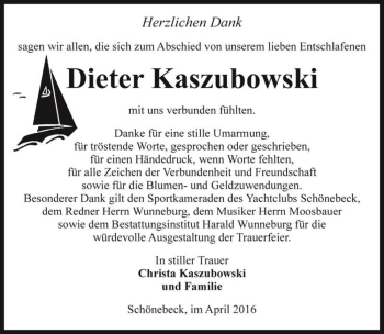 Traueranzeige von Dieter Kaszubowski  von Magdeburger Volksstimme