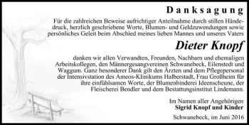 Traueranzeige von Dieter Knopf  von Magdeburger Volksstimme