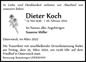 Traueranzeige von Dieter Koch  von Magdeburger Volksstimme