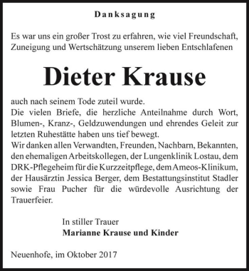 Traueranzeige von Dieter Krause  von Magdeburger Volksstimme