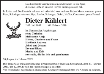 Traueranzeige von Dieter Kählert  von Magdeburger Volksstimme
