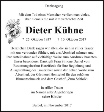 Traueranzeige von Dieter Kühne  von Magdeburger Volksstimme