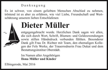 Traueranzeige von Dieter Müller  von Magdeburger Volksstimme