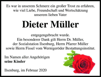 Traueranzeige von Dieter Müller  von Magdeburger Volksstimme