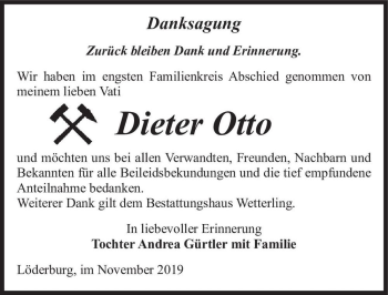 Traueranzeige von Dieter Otto  von Magdeburger Volksstimme