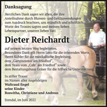 Traueranzeige von Dieter Reichardt  von Magdeburger Volksstimme