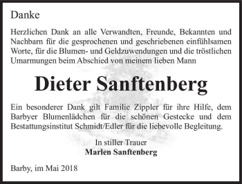 Traueranzeige von Dieter Sanftenberg  von Magdeburger Volksstimme