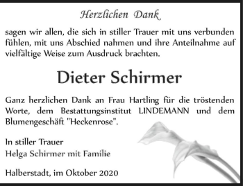 Traueranzeige von Dieter Schirmer  von Magdeburger Volksstimme