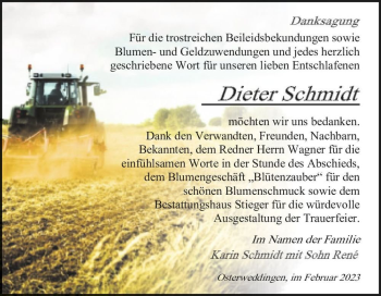 Traueranzeige von Dieter Schmidt  von Magdeburger Volksstimme