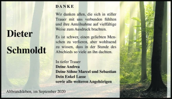 Traueranzeige von Dieter Schmoldt  von Magdeburger Volksstimme