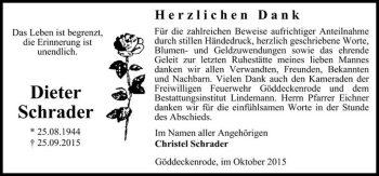 Traueranzeige von Dieter Schrader  von Magdeburger Volksstimme