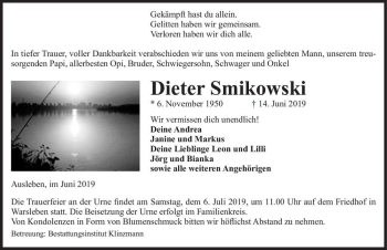 Traueranzeige von Dieter Smikowski  von Magdeburger Volksstimme