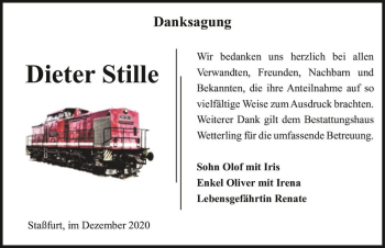 Traueranzeige von Dieter Stille  von Magdeburger Volksstimme