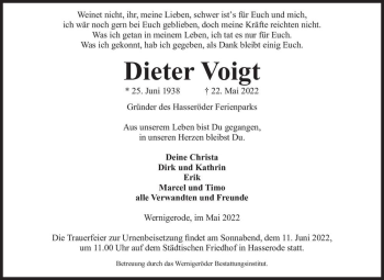Traueranzeige von Dieter Voigt  von Magdeburger Volksstimme