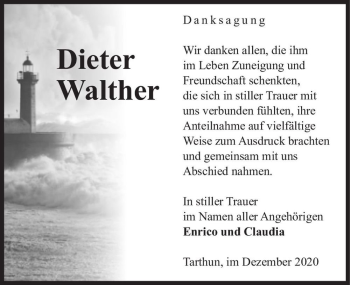 Traueranzeige von Dieter Walther  von Magdeburger Volksstimme