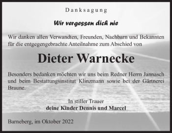 Traueranzeige von Dieter Warnecke  von Magdeburger Volksstimme