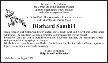 Traueranzeige von Diethard Sambill  von Magdeburger Volksstimme