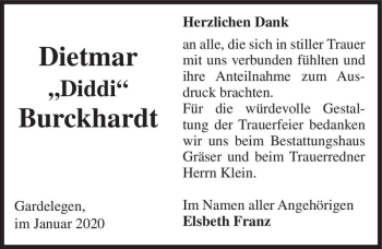 Traueranzeige von Dietmar 