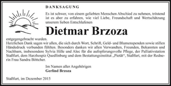Traueranzeige von Dietmar Brzoza  von Magdeburger Volksstimme