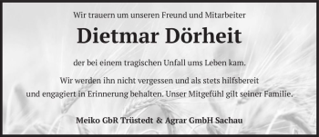 Traueranzeige von Dietmar Dörheit  von Magdeburger Volksstimme