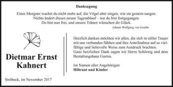 Traueranzeige von Dietmar Ernst Kahnert  von Magdeburger Volksstimme