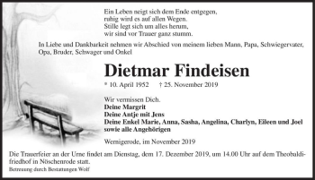 Traueranzeige von Dietmar Findeisen  von Magdeburger Volksstimme