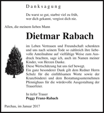 Traueranzeige von Dietmar Rabach  von Magdeburger Volksstimme