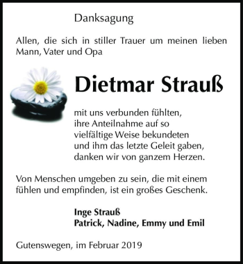 Traueranzeige von Dietmar Strauß  von Magdeburger Volksstimme