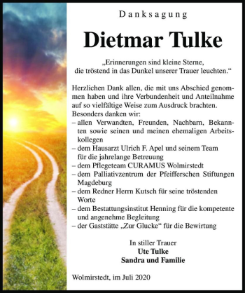 Traueranzeige von Dietmar Tulke  von Magdeburger Volksstimme