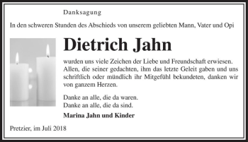 Traueranzeige von Dietrich Jahn  von Magdeburger Volksstimme