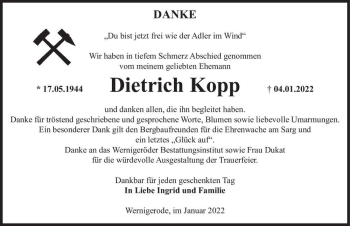 Traueranzeige von Dietrich Kopp  von Magdeburger Volksstimme