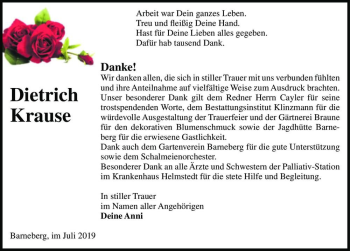 Traueranzeige von Dietrich Krause  von Magdeburger Volksstimme