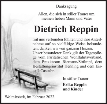Traueranzeige von Dietrich Reppin  von Magdeburger Volksstimme