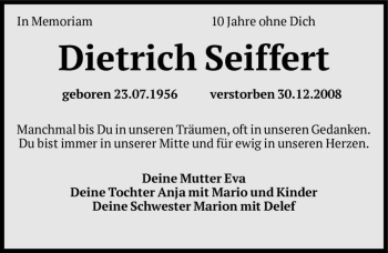 Traueranzeige von Dietrich Seiffert  von Magdeburger Volksstimme