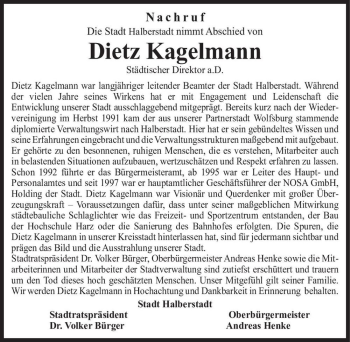 Traueranzeige von Dietz Kagelmann  von Magdeburger Volksstimme