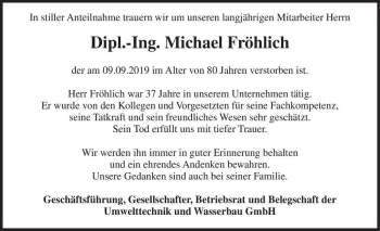 Traueranzeige von Dipl.-Ing. Michael Fröhlich  von Magdeburger Volksstimme