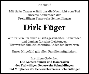Traueranzeige von Dirk Füger  von Magdeburger Volksstimme