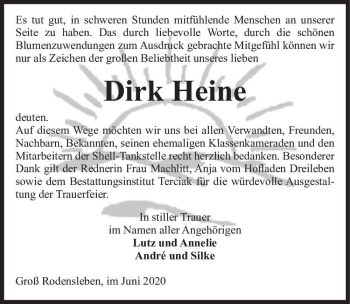 Traueranzeige von Dirk Heine  von Magdeburger Volksstimme