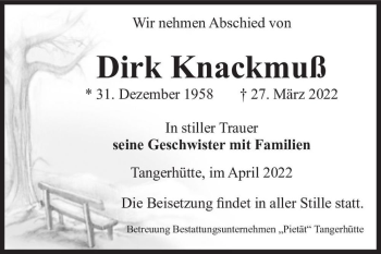Traueranzeige von Dirk Knackmuß  von Magdeburger Volksstimme