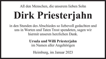 Traueranzeige von Dirk Priesterjahn  von Magdeburger Volksstimme